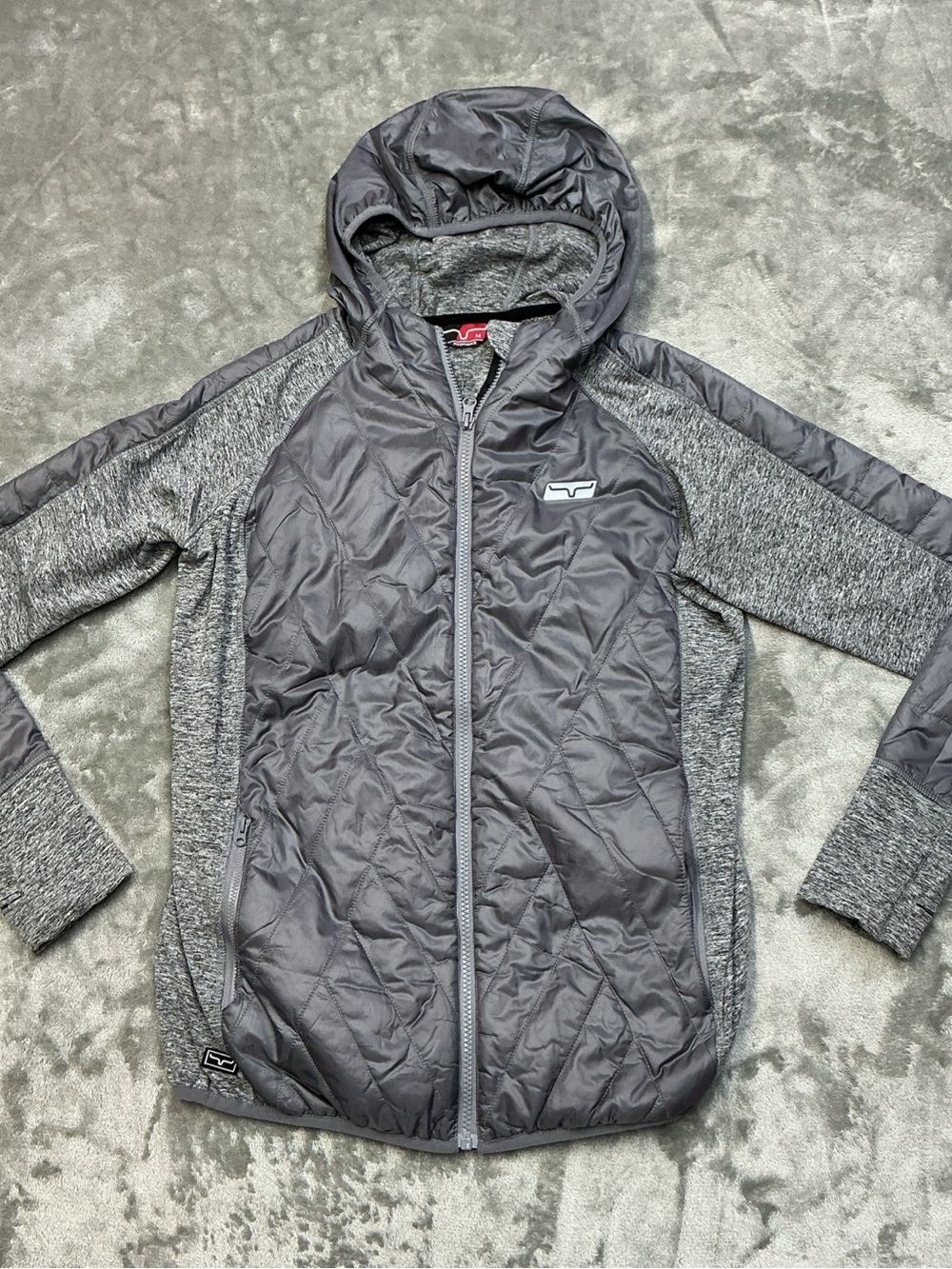 Kimes Ranch Performance Jacket Womens Medium Gray Hooded Softshell Stretch Zip
